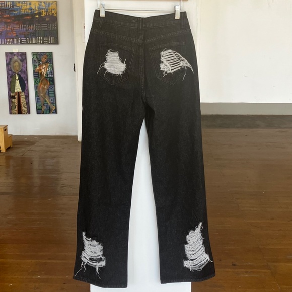 Y2K Black distressed denim jeans - Picture 4 of 8